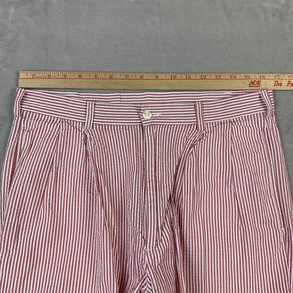 Jos A Banks Seersucker Shorts Mens 34* Red White Stripe Stays Cool Cotton Preppy - Picture 3 of 8